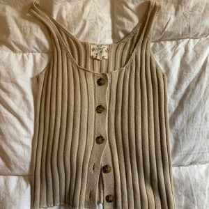 Button-down knit tank top